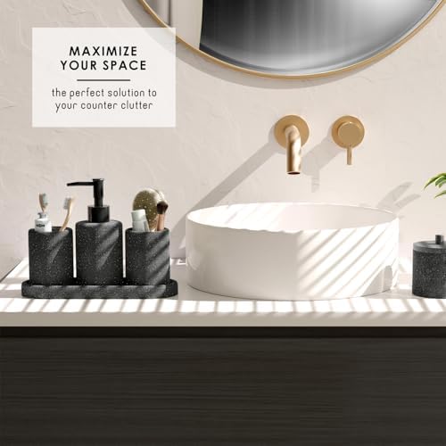 Clara Clark Coal Black Bathroom Set - Bathroom Sets with Shower Curtain and Rugs, 26PC Bathroom Accessory Set, Shower Curtain Set with Adhesive Corner Shower Caddy Hanging & Soap Dispenser - Image 7