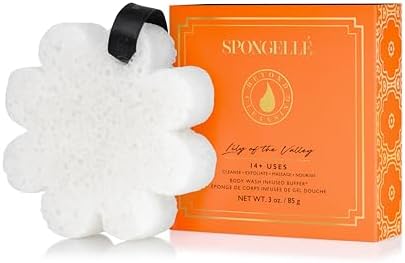 Spongellé Lily of The Valley Wild Flower Bath Sponge with Box for Mothers Day Gift | Built-in Body Wash & Body Scrubber, Shower Loofah Sponge for Women | 14+ uses by Spongell%C3%A9