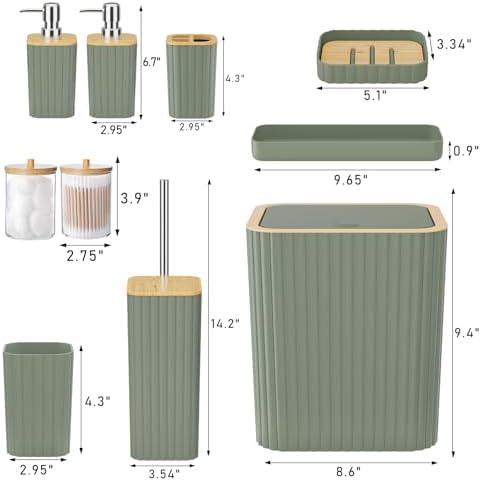 XLHOMO Bathroom Accessories Set - 10PC Elegant Sage Green Bathroom Set - Image 3