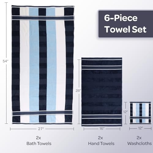 Lavish Home Bathroom Towels Set, Bathroom Accessories, Navy, Set of 6 - Image 6