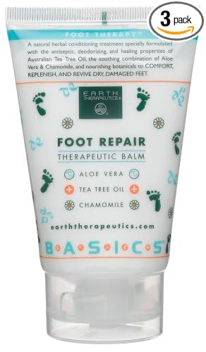 Earth Therapeutics Foot Repair Balm, 4-Ounce Tube (Pack of 3)