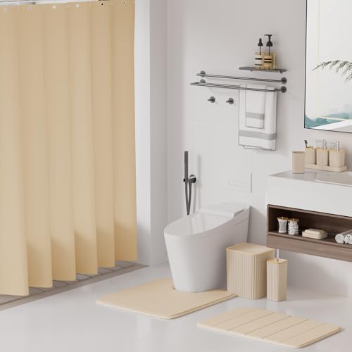XLHOMO Bathroom Set- 25PC Beige Bathroom Set with Shower Curtain and Rugs - Image 2