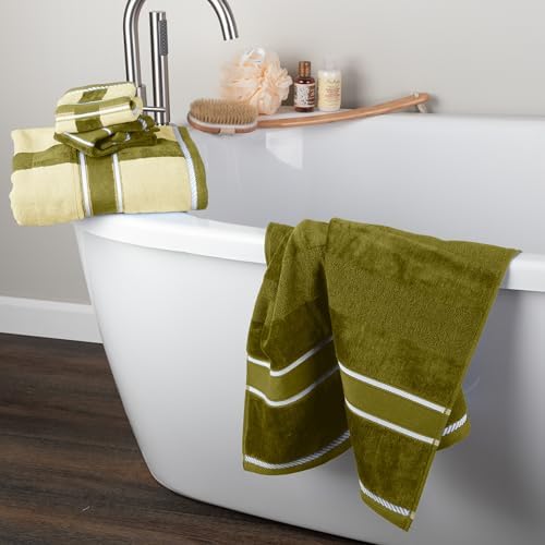 Lavish Home Bathroom Towels Set, Bathroom Accessories, Green, Set of 6 - Image 5