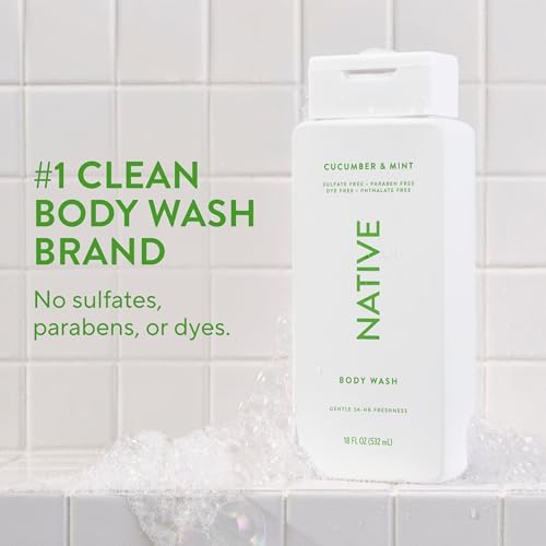 Native Clean Body Wash, Gentle & pH-balanced for Sensitive Skin, 24-Hr Freshness for Women & Men, Vegan & Cruelty-Free, Free of Sulfates, Parabens & Phthalates, Cucumber & Mint, 18 fl oz - Image 2