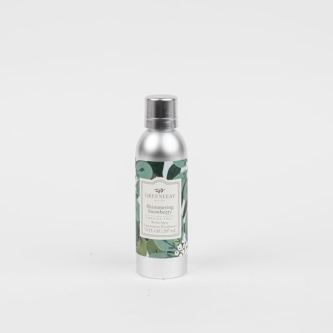 Greenleaf Gifts Shimmering Snowberry Holiday Scented Room Air Freshener Spray | Non-Aerosol 7 oz Spray | Seasonal Christmas Scented Air Freshener for Home | Home Fragrance for Bedroom & Bathroom