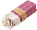 BAY LAUREL Turkish Hand Towel – Pack of 2 | Soft & Absorbent Decorative Towels for Bathroom, Hand, Face, Hair, Gym, Yoga, SPA, Kitchen & Tea | Boho Decor (Fuchsia, Herringbone 16X40 Inches (Set of 2) by BayLaurel
