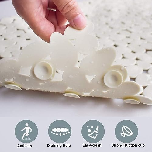 SONGZIMING Bathtub Mat Non Slip 2 Pack, 35 x 16 Inches Pebble Shower Mat with Suction Cups and Drain Holes, Bath Mat for Shower,Bathroom tub (Beige) - Image 4
