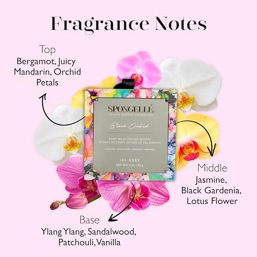Spongellé Black Orchid Wild Flower Bath Sponge with Box for Mothers Day Gift | Built-in Body Wash & Body Scrubber, Shower Loofah Sponge for Women | 14+ uses - Image 3