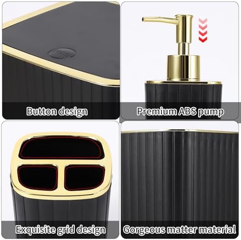 XLHOMO Bathroom Accessories Set - 10PC Gorgeous Black Bathroom Set - Image 6