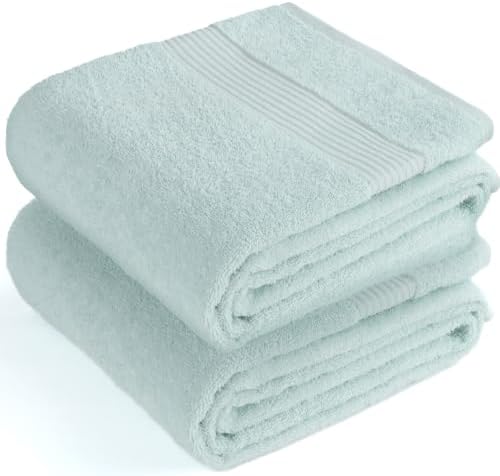 Cotton Paradise 100% Cotton Turkish Towel Set, Soft Absorbent Quick Dry, 2 Piece 35x70 Bath Sheet Set, Mint Green - Image 6