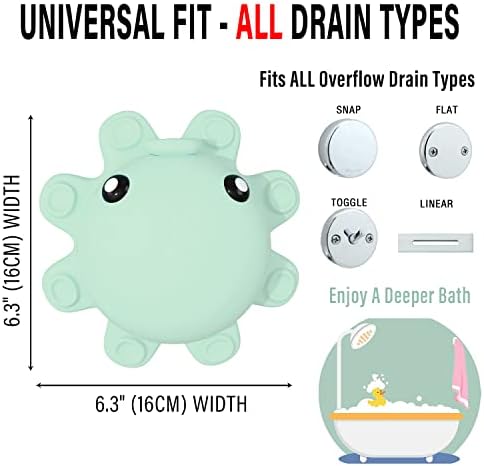Bathtub Overflow Drain Cover Tub - Silicone Bathroom Overflow Drain Cover, Bath Tub Overflow Cover, Bathroom Spa Accessories, Adds Inches of Water for Deeper&Warmer Bath，Aqua Green - Image 3