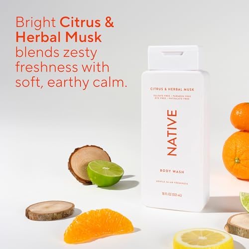 Native Clean Body Wash, Gentle & pH-balanced - Sensitive Skin, 24-Hr Freshness for Men & Women, Vegan & Cruelty-Free, Free of Sulfates & Parabens, Citrus & Herbal Musk, 18 fl oz, 18 Fl Oz (Pack of 6) - Image 5