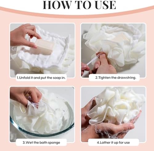 Bath Tools Set, 5 PCS Loofah Washcloth Combo 2-in-1, Suction Cup Bath Ball，Silicone Body Bath Brush with Waterproof Cosmetic Bag, for Body Wash and Smooth Skin - Image 3
