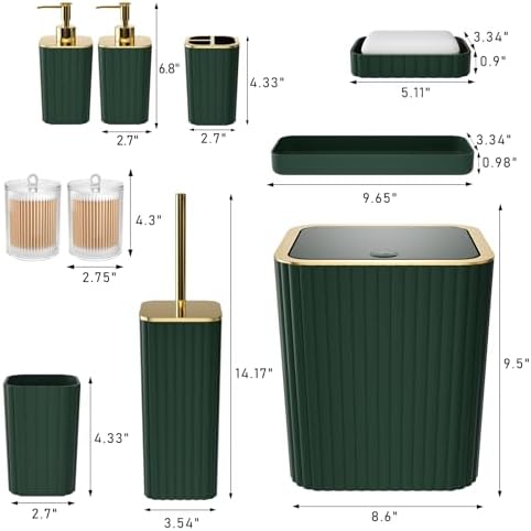 XLHOMO Bathroom Accessory Set - 10PC Gorgeous Green Bathroom Set - Image 3