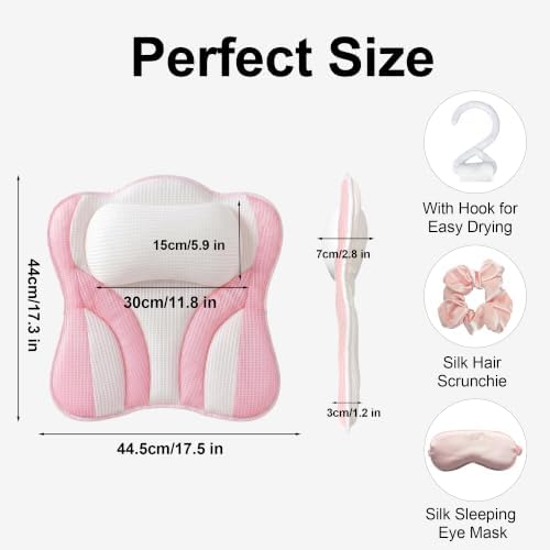 Pink White Bath Bathtub Pillows for Tub Head and Neck Pillow. - Image 3