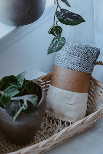 BAY LAUREL Turkish Hand Towel – Pack of 2 | Soft & Absorbent Decorative Towels for Bathroom, Hand, Face, Hair, Gym, Yoga, SPA, Kitchen & Tea | Boho Decor (Gray, Diamond 15x26 Inches (Set of 2) - Image 3