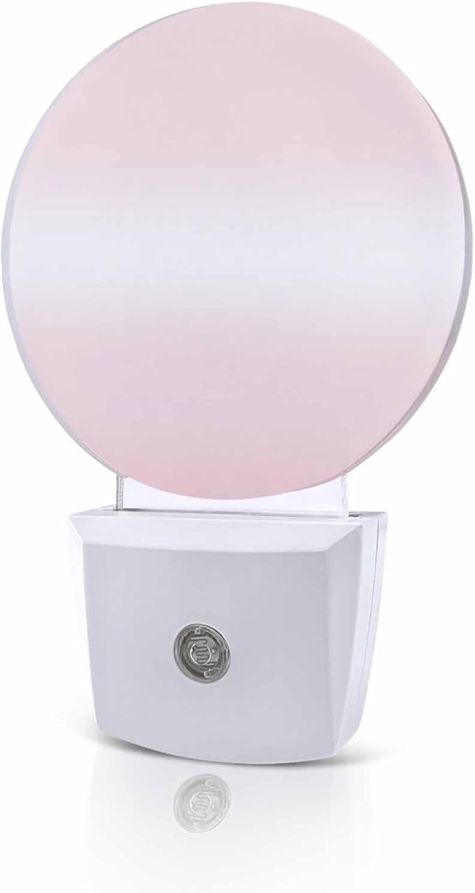 Night Lights Auto Sensor Pink Ombre Night Light Solid Color Round Lamp Plug-in LED Nightlights Dusk to Dawn for Living Room Bedroom Bathroom Hallway Wall Decor