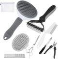 PAWCHIE Bath Grooming Kit for Pets, 9 PCS Hair Brush Set with Towel,Washing Gloves,Bath Brush and Adjustable Handle Shampoo Brush & Scrubber for Short Long Haired Dogs and Cats,Dog Bath Supplies, Grey by PAWCHIE