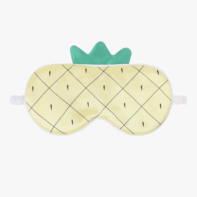 Orose Kids Silk Sleep Mask Cute Adjustable Original Design for Boys & Girls, Double-Sided Mulberry Silk, Cartoon Pattern, Toddler Eye Mask (Pineapple)