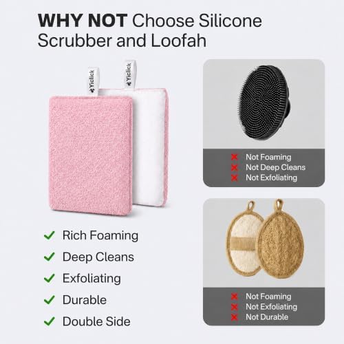Exfoliating Body Scrubber (2 Pack), Body Scrubber Exfoliator, Exfoliating Sponge for Shower Bath, Shower Loofah Luffa Lufa with Handle for Men Women, Dead Skin Exfoliator for Body Scrub - Image 3