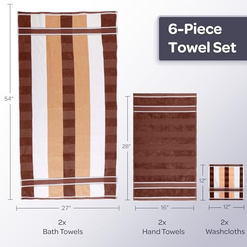Lavish Home Bathroom Towels Set, Bathroom Accessories, Beige, Set of 6 - Image 6