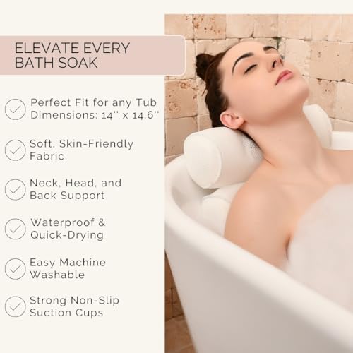 Bathtub Pillow for Neck and Shoulder - Spa Bath Pillows for Tub Neck and Back Support - Perfect Bath Accessories for Women - Relaxing Luxe Bath - Ideal Bath Gift Set for Women - Home Spa Products - Image 3