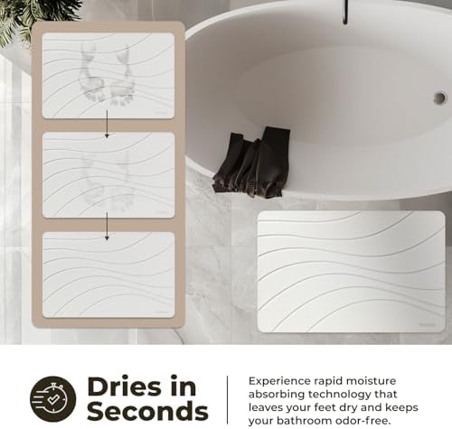 TOSORO - Stone Bath Mat Diatomaceous Earth Shower Mat Non-Slip Super Absorbent Diatomite Stone Bath Mats for Bathroom Floor Quick Drying Natural Easy to Clean (23.5 x 15) - Sandstone - Image 3