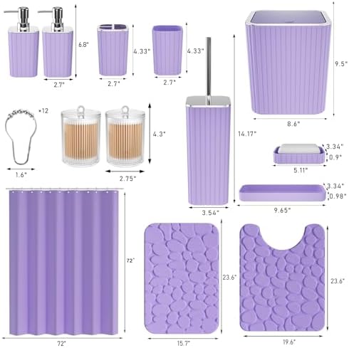 XLHOMO Bathroom Accessory Set - Bathroom Sets with Shower Curtain and Rugs - Image 3