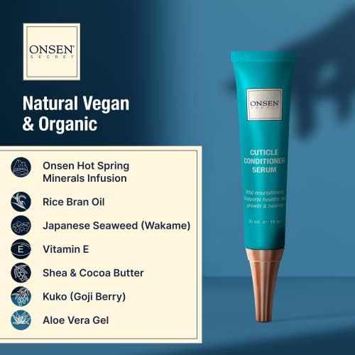 Onsen Secret Cuticle Conditioner Cream 30ml & Japanese Anti-Aging Firming Hand Lotion 135ml Bundle. Cuticle Oil Nail Care Serum Sooth, Repair & Strengthen Cuticles & Nails + Anti Aging Hand Cream - Image 6