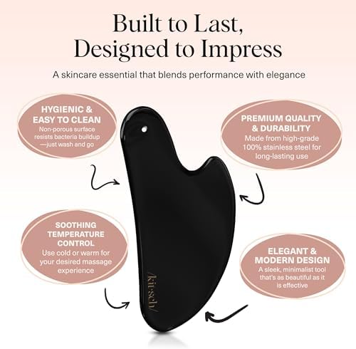 Kitsch Stainless Steel Guasha Tool for Face - Matte Black - Image 4