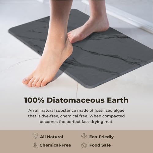 TOSORO - Stone Bath Mat Diatomaceous Earth Shower Mat Non-Slip Super Absorbent Diatomite Stone Bath Mats for Bathroom Floor Quick Drying Natural Easy to Clean (23.5 x 15) - Graphite - Image 4