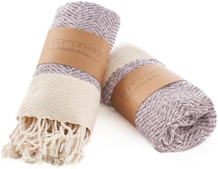 BAY LAUREL Turkish Hand Towel – Pack of 2 | Soft & Absorbent Decorative Towels for Bathroom, Hand, Face, Hair, Gym, Yoga, SPA, Kitchen & Tea | Boho Decor(Blush Pink, Herringbone 15x26 Inches(Set of 2) by BayLaurel
