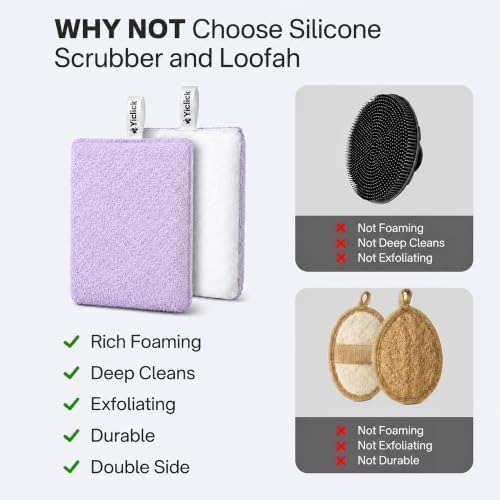Exfoliating Body Scrubber (2 Pack), Body Scrubber Exfoliator, Exfoliating Sponge for Shower Bath, Shower Loofah Luffa Lufa with Handle for Men Women, Dead Skin Exfoliator for Body Scrub - Image 4