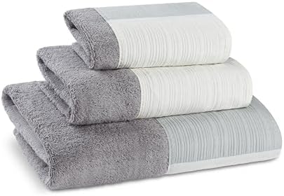 Zahari Home Modern Line Bathroom Towel Set - 3 Piece Set, Modern Design, Luxury Gray Towels by ZahariHome