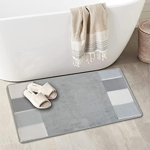 Zahari Home Modern Line Modern Bathroom Rug Classic Luxury Bath Rug Contemporary Decor Beautiful Washable Shower Mat Gray Modern Bath Mat Stylish Bath Mat Bath Shower Tub Décor - Image 2