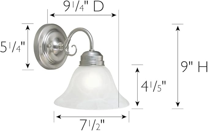 Design House 511618 Millbridge Wall Light Traditional 1-Light Indoor Dimmable Light with Alabaster Glass for Bathroom Hallway Foyer, Satin Nickel