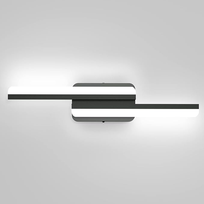 Ralbay Modern LED Black Vanity Light 24inch 24W Frosted Aluminum LED Matte Black Vanity Light for Bathroom Lighting Fixtures White Light 6000K