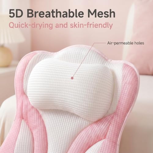 Pink White Bath Bathtub Pillows for Tub Head and Neck Pillow. - Image 5