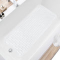 TEESHLY Bath Tub and Shower Mats, Non Slip 40 x 16 Inch Extra Large Bathtub Mat, Machine Washable Bathmat with Drain Holes, Suction Cups for Bathroom Floor, White by TEESHLY