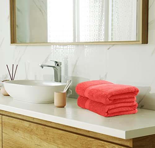 Utopia Towels 8 Piece Majestic Plush Luxury Towel Set, Cotton, Coral - Image 6