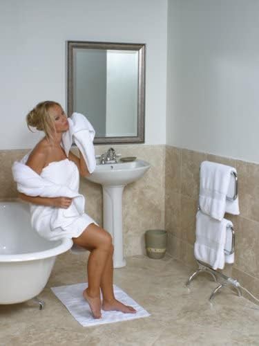 Warmrails Classic Towel Warmer - Free-Standing or Wall Mounted Towel Warmer Rack for Drying Towels and Garments - 37.5-Inch Nickel Finish Frame with 4 Bars - Model HCS