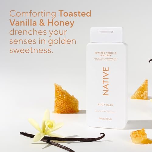 Native Clean Body Wash, Gentle & pH-balanced for Sensitive Skin, 24-Hr Freshness for Women & Men, Vegan & Cruelty-Free, Free of Sulfates & Parabens, Toasted Vanilla & Honey, 18 fl oz - Image 5