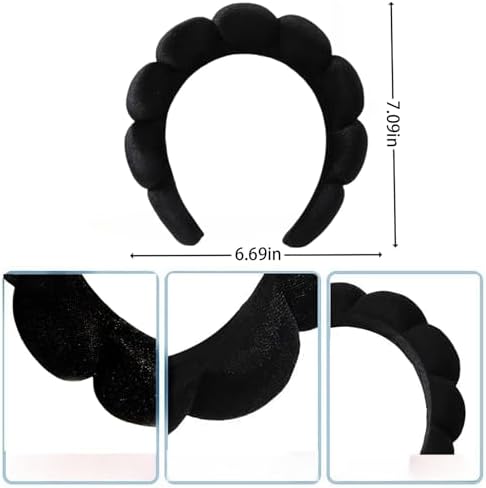 Spa Headband Set Washing and makeup sponge hair hoop suit bath towel cloth for cleaning the face or bath beam. (Black, Average code) - Image 2