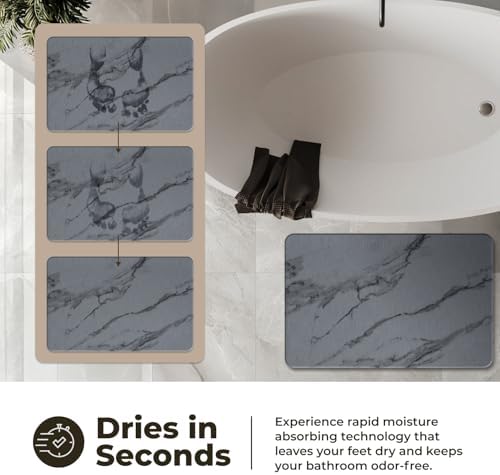 TOSORO - Stone Bath Mat Diatomaceous Earth Shower Mat Non-Slip Super Absorbent Diatomite Stone Bath Mats for Bathroom Floor Quick Drying Natural Easy to Clean (23.5 x 15) - Graphite - Image 3