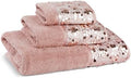 Zahari Home Sinatra Modern Bathroom Towel Set 3 Piece Towel Blush Bath Towel, Hand Towel and Wash Towel Luxury Contemporary Bling Blush Bath Towel Sets Soft Plush and Highly Absorbent by ZahariHome