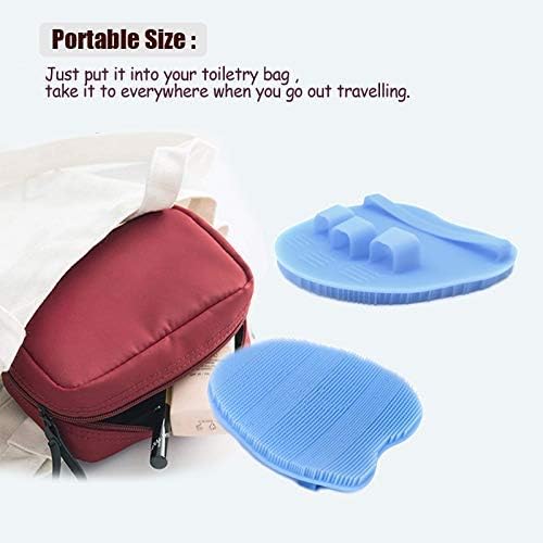 1 Pack Soft Silicone Shower Brush, Body & Face & Short Hair Wash, Bath Exfoliating Skin Massage Scrubber, Dry Skin Brushing Glove Loofah, Fit for Sensitive and All Kinds of Skin (Purple)