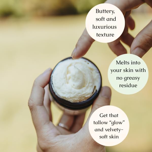 Hearth and Homestead: Handmade Whipped Tallow Balm (Herb-Infused/Unscented) - Large Jar - 2.6 oz