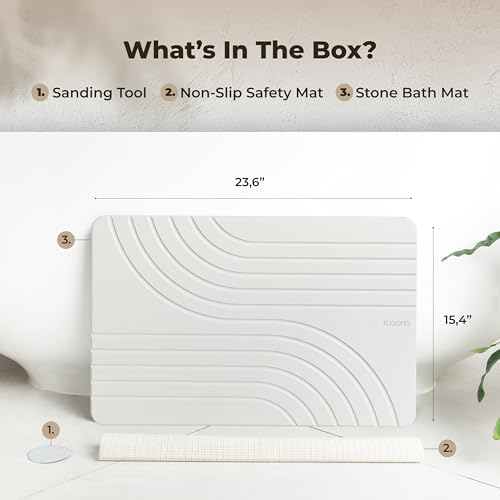 TOSORO - Stone Bath Mat Diatomaceous Earth Shower Mat Non-Slip Super Absorbent Diatomite Stone Bath Mats for Bathroom Floor Quick Drying Natural Easy to Clean (23.5 x 15) - Sandstone, 2pcs - Image 6