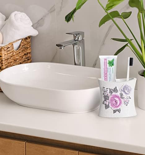 Zahari Home 4pc Michelle Bathroom Accessories Sets Lotion Pump, Tumbler, Tooth Brush Holder and Soap Dish Unique Design Floral Bathroom Set - Image 4