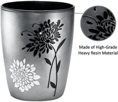 Zahari Home 2pc Erica Bathroom Decor Set Waste Basket for Bathroom & Tissue Cover Modern Classic Decor Stylish Unique Design Beautiful Grey Bathroom Accessories Set - Image 4